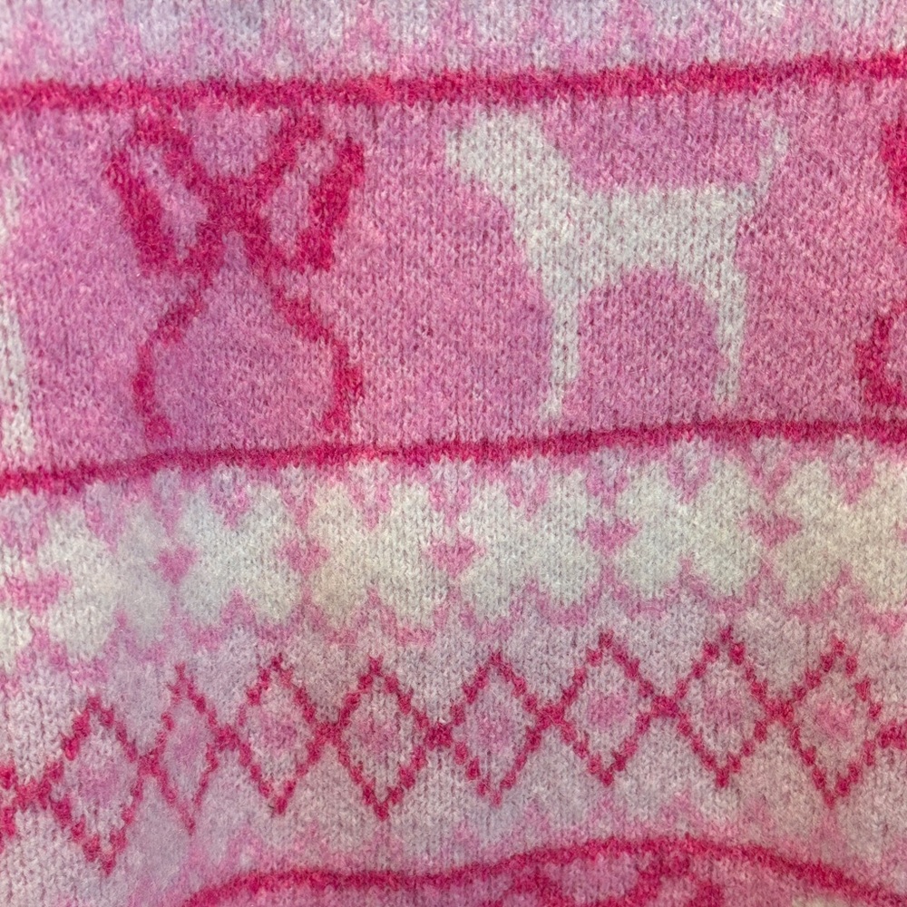 PINK Victoria's Secret Pink LoveShackFancy Coll Fair Isle Crewneck Sweater - Picture 4 of 7